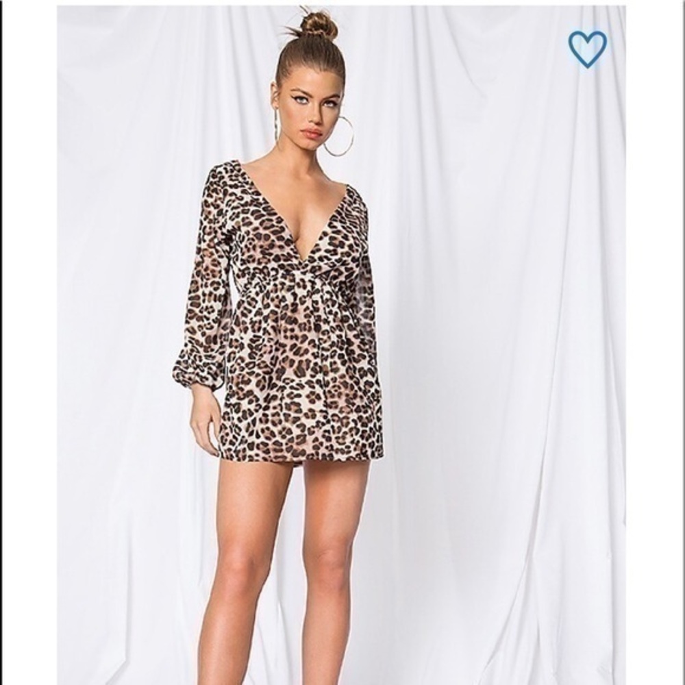 Superdown Jill Deep V Animal Print Mini Dress